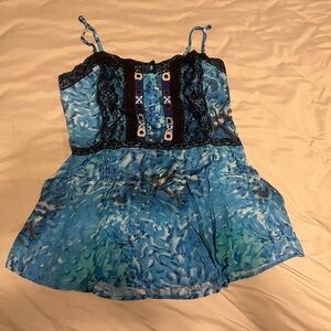 Free People Blue Smocked Top